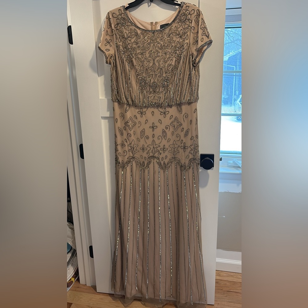 Adrianna Papell Embellished Gown - Taupe Pink